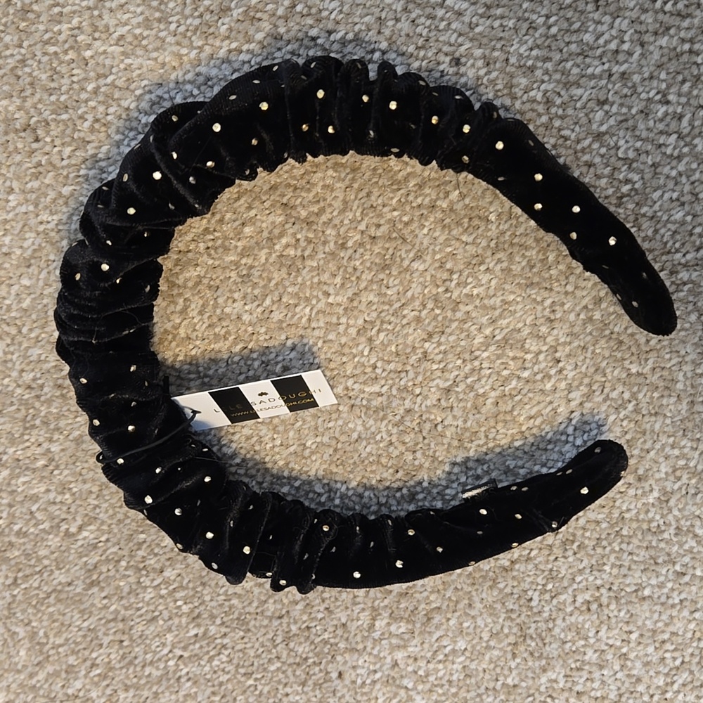 Lele Sadoughi Black Headband with Gold Accents